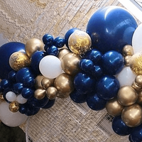Party-Dekoration, Marineblau, Weiß, Gold, Konfetti, Latex, Ballonbogen, Girlanden-Set