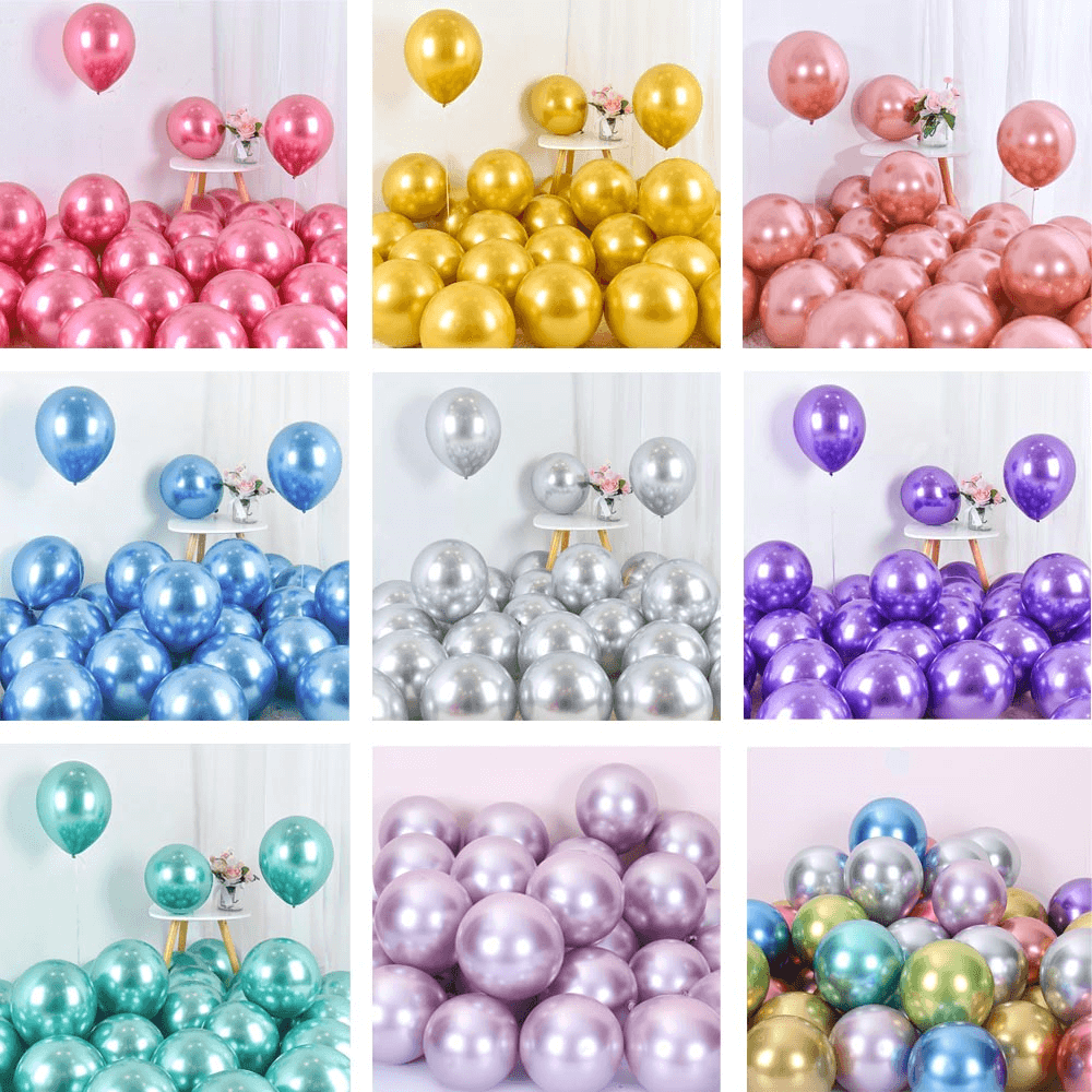 Aufblasbare Helium-Latex-Chrom-Metallic-Farbe, 30,5 cm, 3,2 g, Party-Dekoration, Chrom-Luftballons